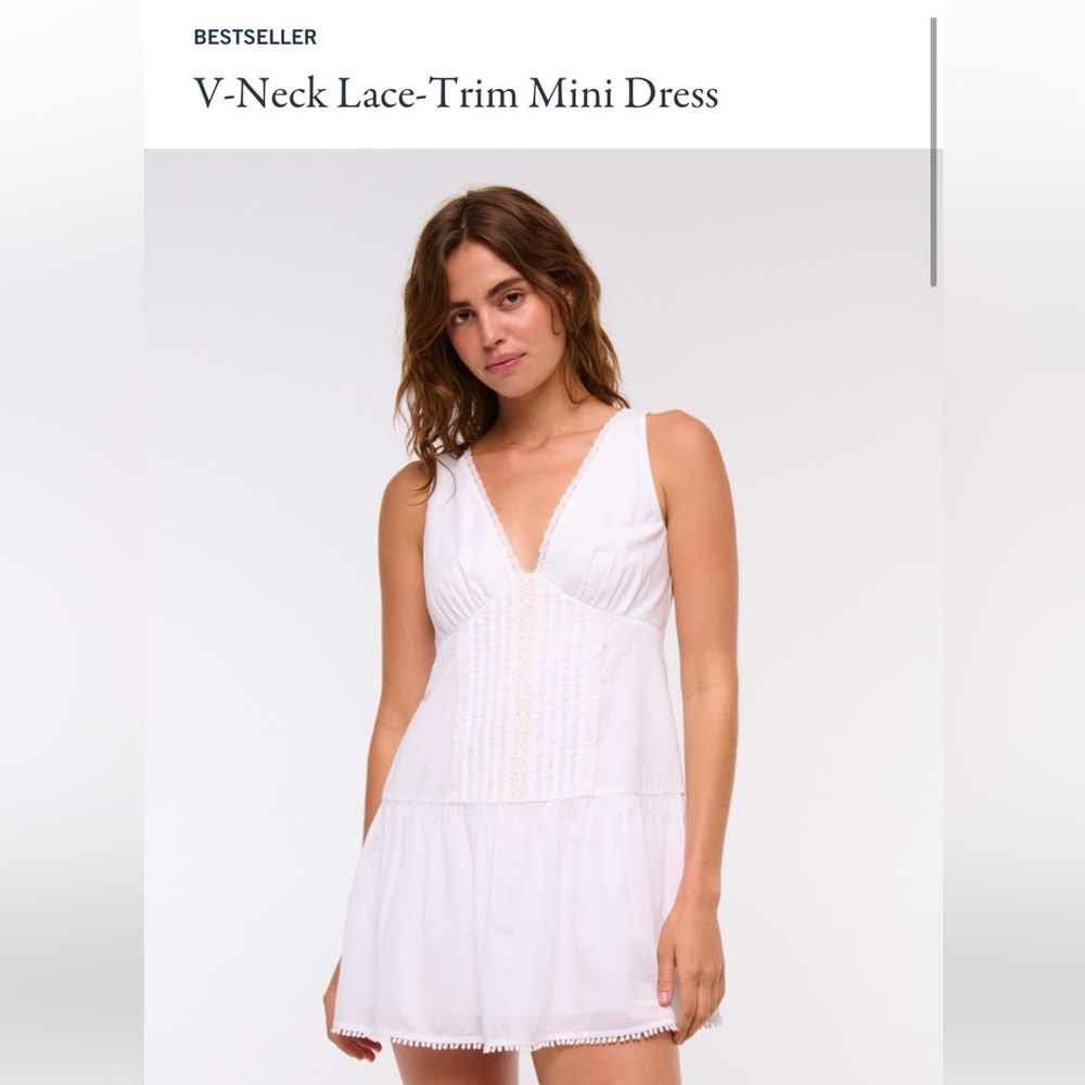 Abercrombie White V-Neck Lace-Trim Mini Dress
